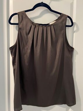 LOFT Brown Pleated Satin Camisole